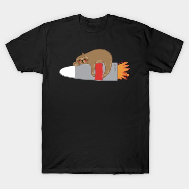 Sloth on a Rocket T-Shirt by cheekyfoxart